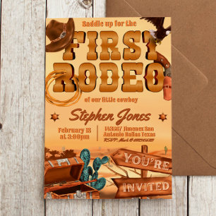 First Rodeo - Cowboy Birthday Invitation