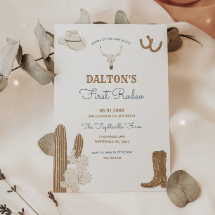 First Rodeo Cowboy Birthday Party Invitation