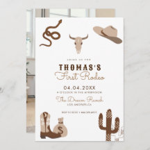 First Rodeo Cowboy Birthday Party Invitation