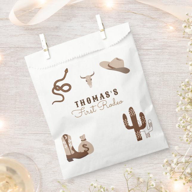 First Rodeo Cowboy Birthday Party Invitation Favour Bags (Clipped)