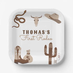 First Rodeo Cowboy Birthday Party  Paper Plate