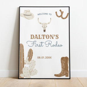First Rodeo Cowboy Birthday Party Welcome Poster
