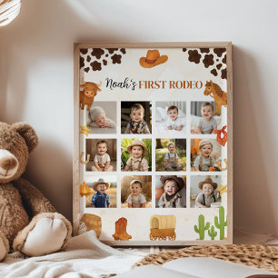 First Rodeo Cowboy Birthday Photo Milestone Sign