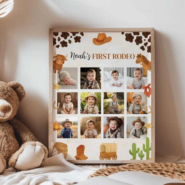 First Rodeo Cowboy Birthday Photo Milestone Sign (Creator Uploaded)