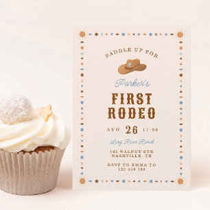 First Rodeo Cowboy Hat 1st Birthday Western Invitation