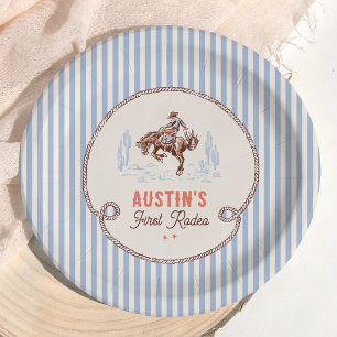 First Rodeo Cowboy Vintage 1st Birthday Paper Plate