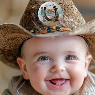 First Rodeo Cowboy Western Boy 1st Birthday Party 6 Cm Round Badge