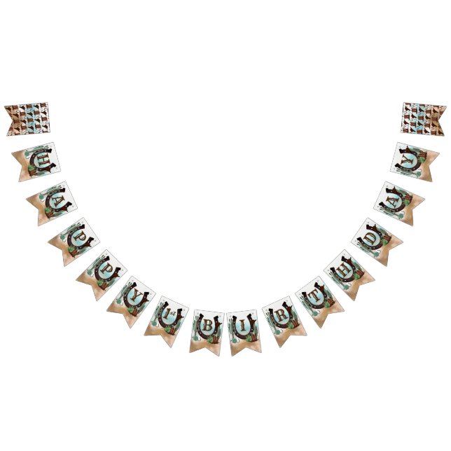 First Rodeo Cowboy Western Boy 1st Birthday Party Bunting (All)