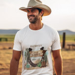 First Rodeo Cowboy Western Boy 1st Birthday Party Tri-Blend Shirt<br><div class="desc">It's your little one's "First Rodeo" and we know you are so excited! Celebrate the little cowboy in rustic western cow poke style with this boy 1st Birthday Party design. Features a watercolor sand base with assorted cacti, a horseshoe, boots and cowboy hat along with a rustic wooden sign "First...</div>
