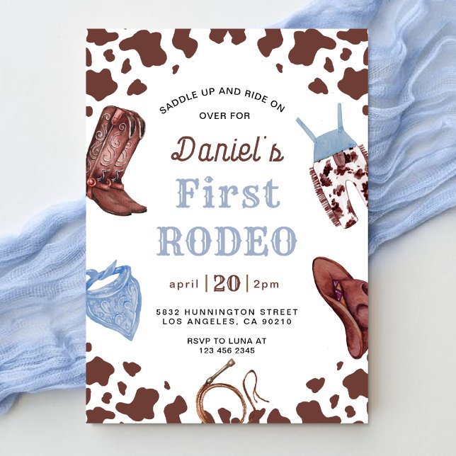 first Rodeo Cowboy Wild Western first Birthday  Invitation (Creator Uploaded)