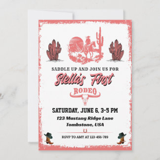 First Rodeo Cowgirl Birthday Party Invitation
