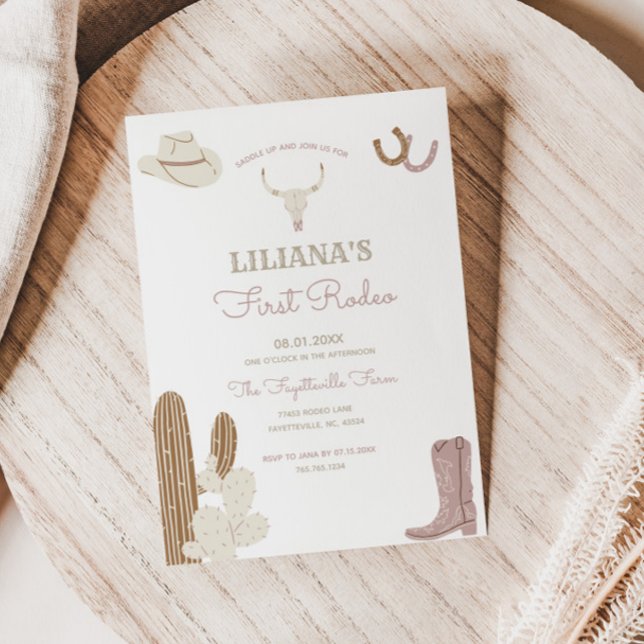 First Rodeo Cowgirl Birthday Party Invitation (Creator Uploaded)