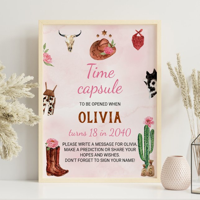 First Rodeo Cowgirl Birthday Time Capsule sign (Creator Uploaded)