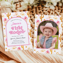 First Rodeo Cowgirl Photo Pink 1st Birthday Party