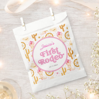 First Rodeo Cowgirl Pink 1st Birthday Party Favour Bags