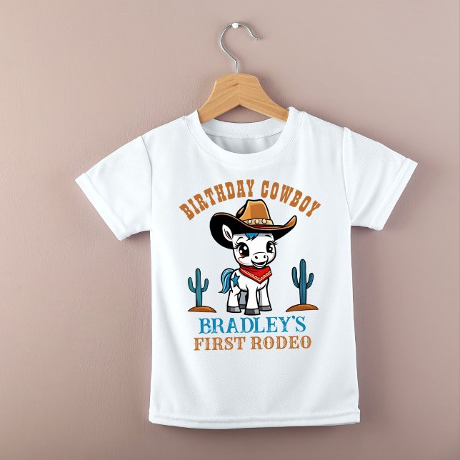 First Rodeo cute cowboy baby horse birthday party Baby T-Shirt (First rodeo western birthday party shirt cute cowboy horse birthday photoshoot shirt matching family)
