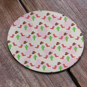 First Rodeo Girl 1st Birthday Round Paper Coaster