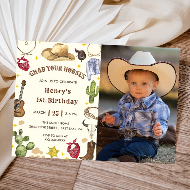 First Rodeo Grab Your Horses Photo Invitation (Creator Uploaded)