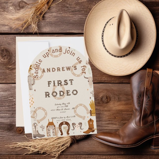 First Rodeo Horseshoe Pattern Country  Invitation (Creator Uploaded)