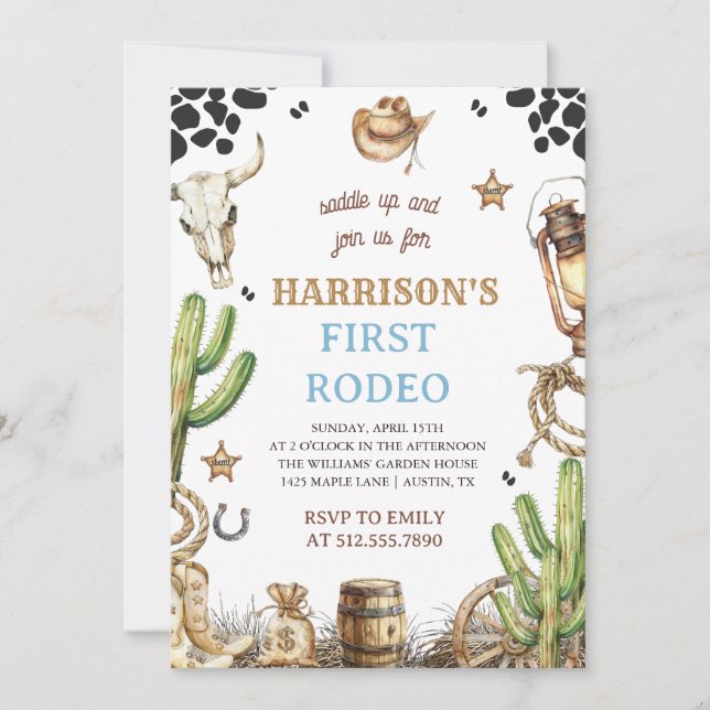 First Rodeo Invitation, My 1st Rodeo Invitation (Front)