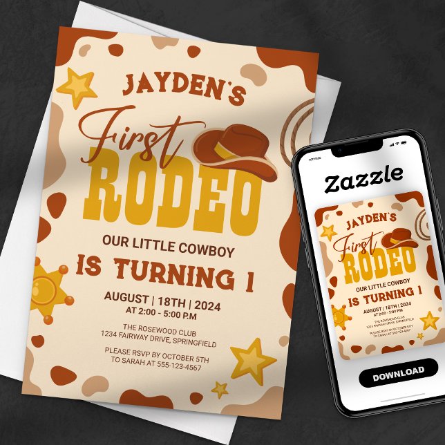 First Rodeo Little Cowboy Birthday Invitation (Creator Uploaded)
