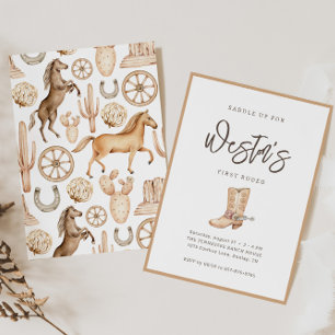 First Rodeo Neutral Southern Cowboy Birthday Invitation