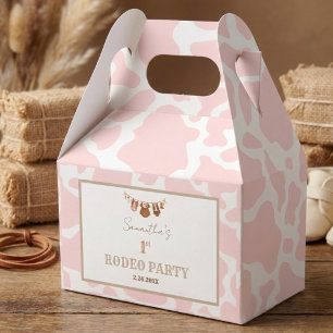 First Rodeo Pink Cowgirl Western Birthday Favour Box