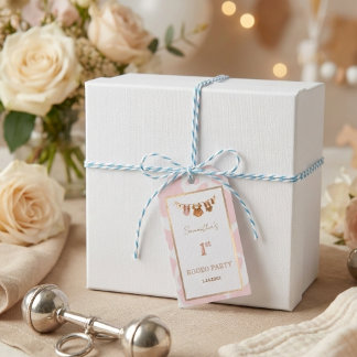 First Rodeo Pink Cowgirl Western Birthday Gift Tags