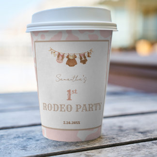 First Rodeo Pink Cowgirl Western Birthday Paper Cups