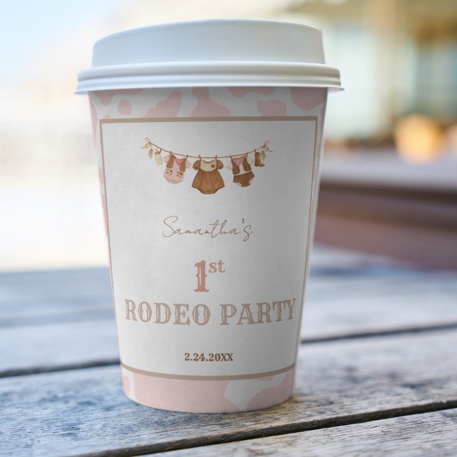 First Rodeo Pink Cowgirl Western Birthday Paper Cups (First Rodeo Birthday Party Paper Cup)