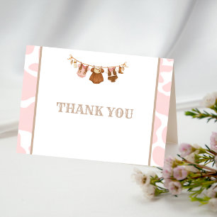 First Rodeo Pink Cowgirl Western Birthday Thank You Card
