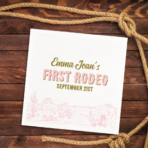 First Rodeo Pink Desert 1st Birthday Paper Napkin