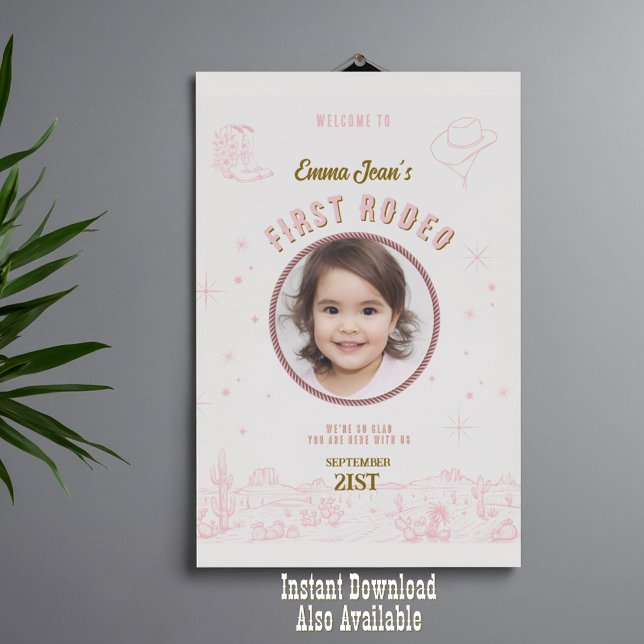 First Rodeo Pink Desert 1st Birthday Welcome Poster (First Rodeo Pink Desert 1st Birthday Welcome Poster
)