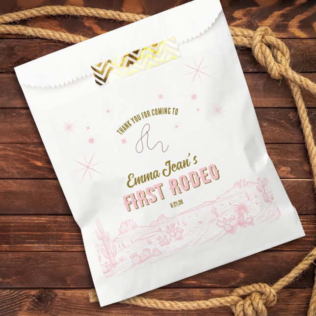 First Rodeo Pink Desert Cowgirl First Birthday Favour Bags (First Rodeo Pink Desert Cowgirl First Birthday Favor Bag)