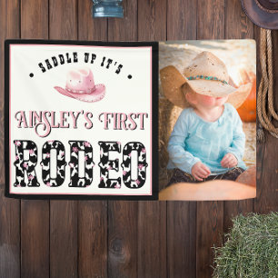 First Rodeo Pink Personalised Photo 1st Birthday Banner