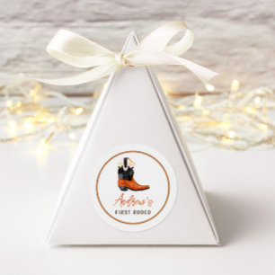 First Rodeo Southern Cowboy Birthday Classic Round Sticker