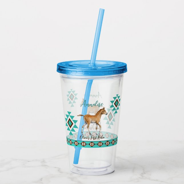 First rodeo southwestern horse party favours custo acrylic tumbler (Back)
