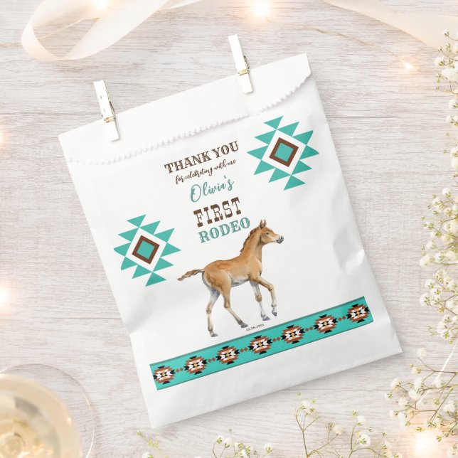 First rodeo southwestern turquoise country horse favour bags (Clipped)