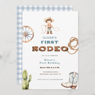 First Rodeo Western Baby Boy Birthday Invitation