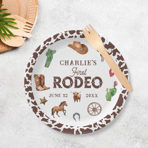 First Rodeo Western Boy 1st Birthday Paper Plate