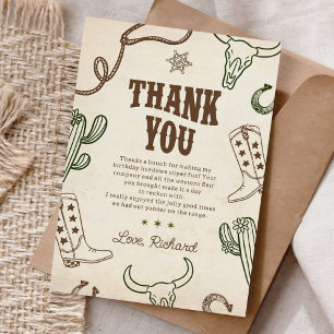 First Rodeo Western Boy 1st Birthday Thank You Card