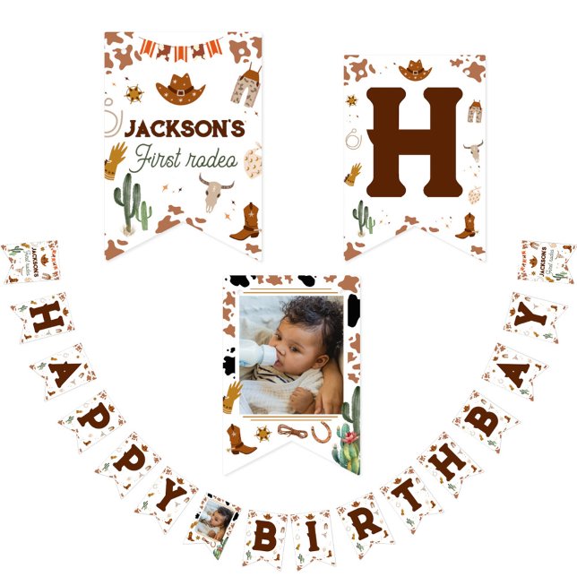 First Rodeo Western Boy 1st Happy Birthday   Bunting (Creator Uploaded)