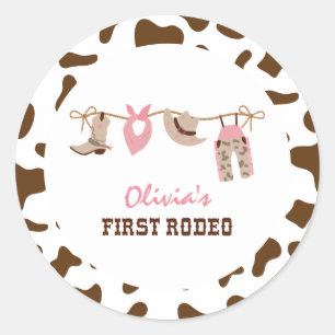 First Rodeo Western Cowboy 1st Birthday Classic Round Sticker