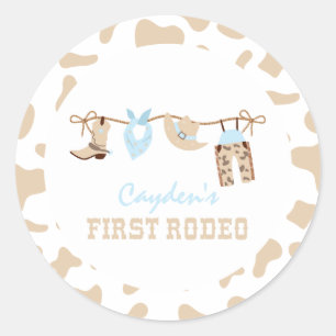 First Rodeo Western Cowboy 1st Birthday Classic Round Sticker