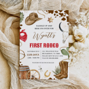 FIRST RODEO Western Cowboy 1st Birthday Invitation