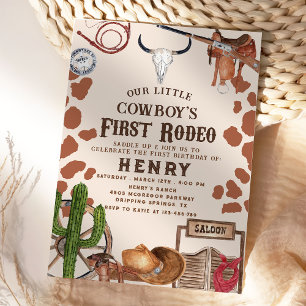 First Rodeo Western Cowboy 1st Birthday  Invitation