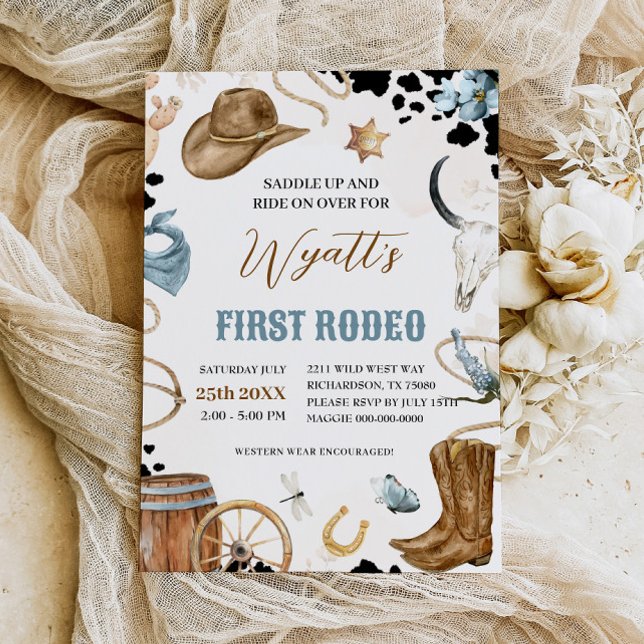 FIRST RODEO Western Cowboy 1st Birthday Invitation (Creator Uploaded)