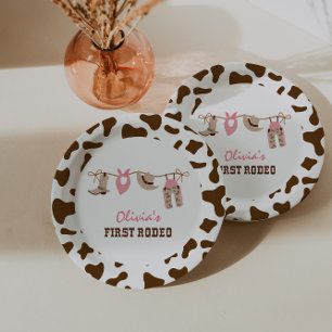 First Rodeo Western Cowboy 1st Birthday Paper Plat Plate
