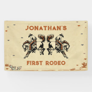 First Rodeo Western Cowboy Birthday Party Banner