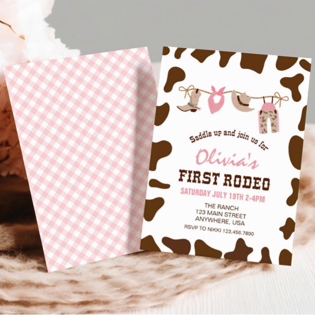 First Rodeo Western Cowboy First Birthday Invitati Invitation (Creator Uploaded)